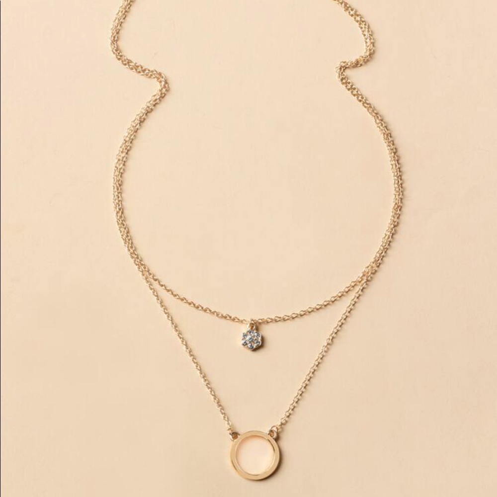 NWT Circle Layered Necklace - Picture 3 of 4
